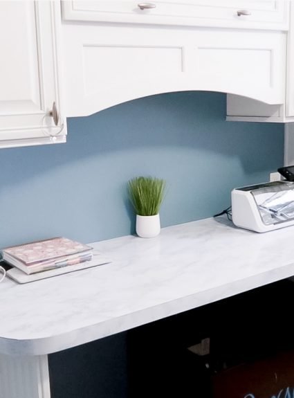 DIY Marble Contact Paper Countertop – Easy Office Refresh