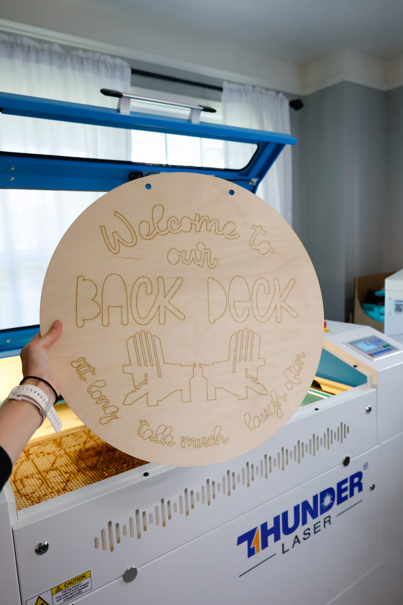 scored laser cut sign with thunder nova plus 35 