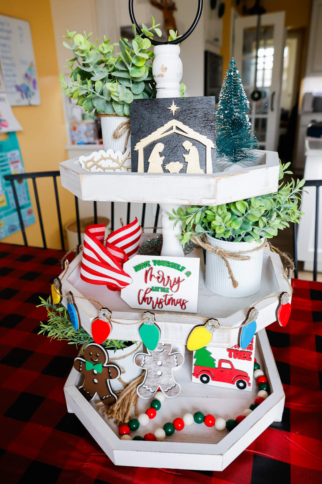 DIY Christmas Tiered Tray Decor + Free SVG