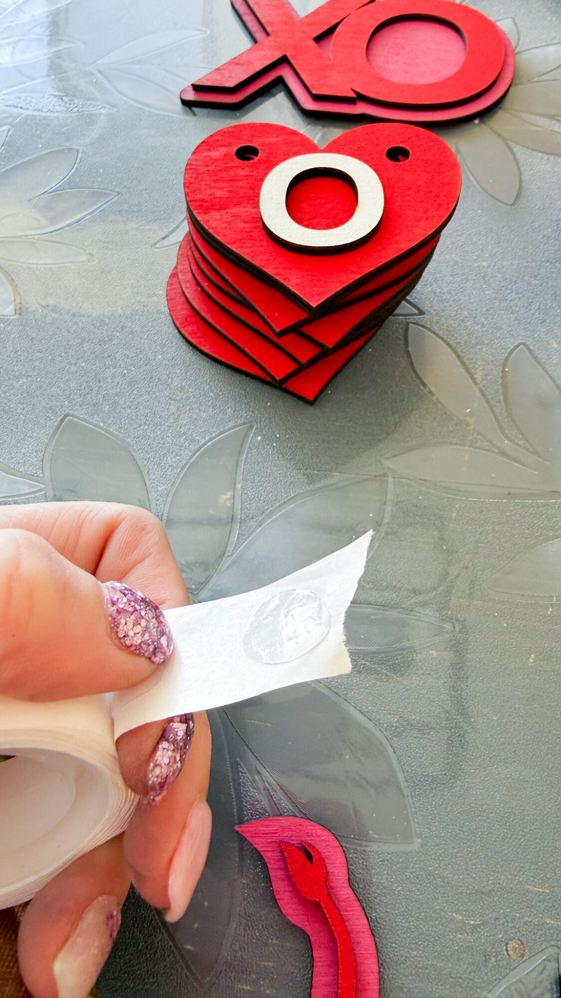 sticky dots valentines day tiered tray decor IMG_6352